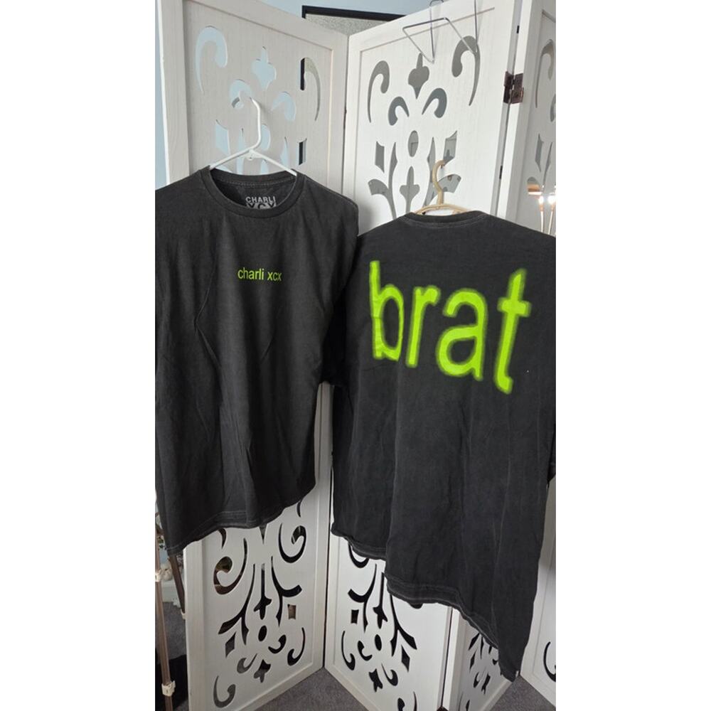 Charli XCX Brat Album Tour Double Sided Graphic Tee Shirt L nwot